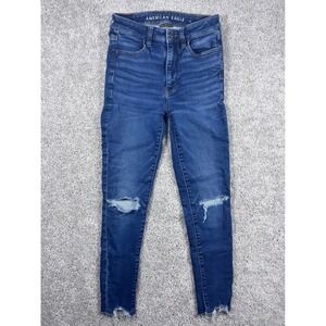 American Eagle Next Level Stretch‎ Ripped Knee Skinny Jeans Dark Wash Size 2